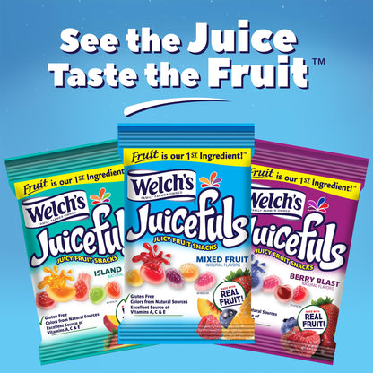 Welch's Juicefuls Variety Pack Juicy Fruit Snacks Gluten Free 12 Bags Perfect for Lunchboxes On The Go Treats