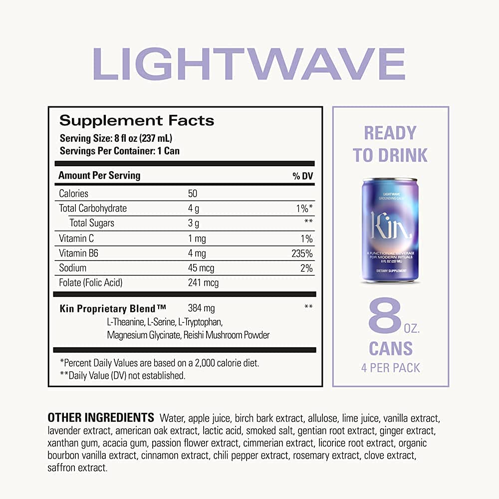 Product image of Kin Euphorics Lightwave Non-Alcoholic Spirits Lavender-Vanilla Ginger and Birch Nootropic Botanic Adaptogen