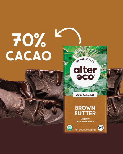 Product image of Alter Eco Dark Chocolate Bars Pure Dark Cocoa Fair Trade Organic Non-GMO Gluten Free Brown Butter Pack of 4