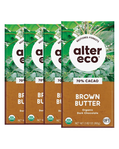Product image of Alter Eco Dark Chocolate Bars Pure Dark Cocoa Fair Trade Organic Non-GMO Gluten Free Brown Butter Pack of 4