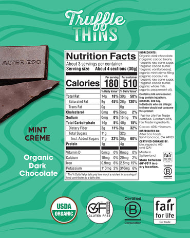 Product image of Alter Eco Chocolate Candy Mint Creme Truffle Thins Gluten-Free Non-GMO Fair Trade No Additives or Artificial
