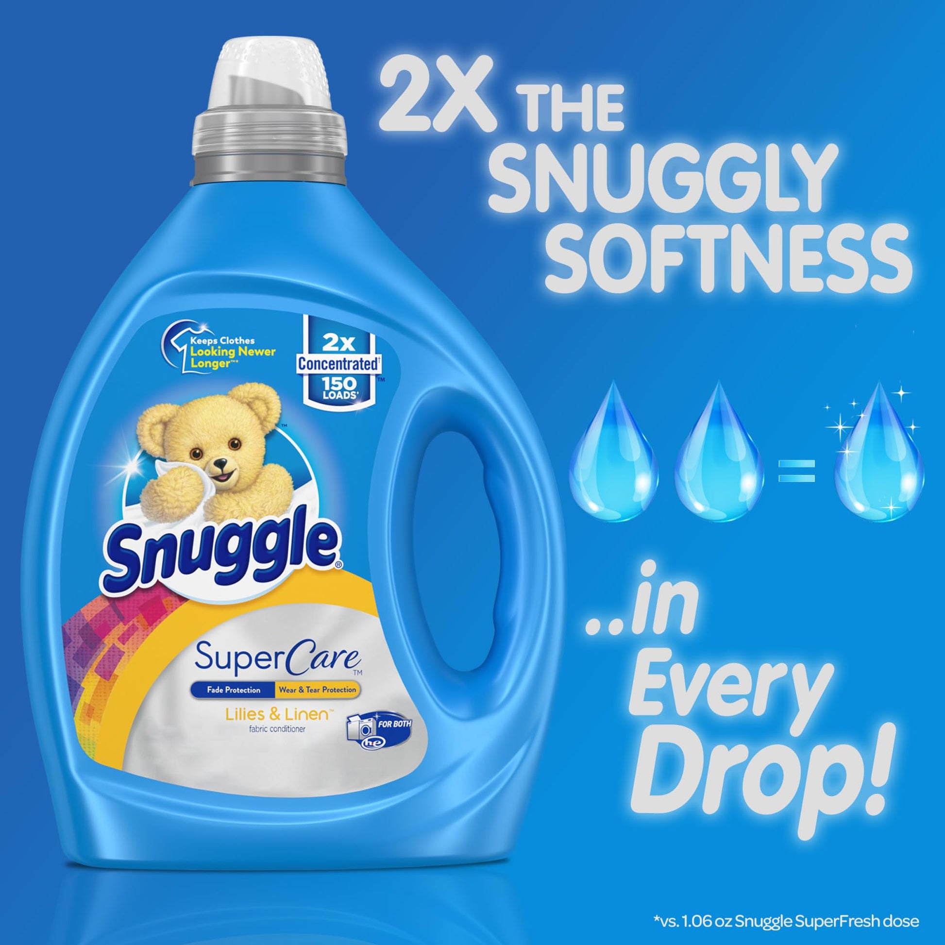 Product image of Snuggle SuperCare Laundry Fabric Softener Liquid Lillies and Linen 2X Concentrated Fabric Conditioner 150