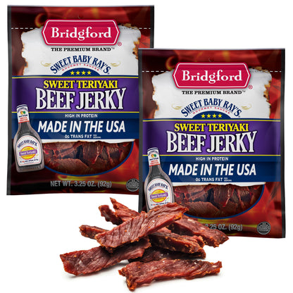 Product image of Bridgford Sweet Baby Ray's Beef Jerky Sweet Teriyaki Low Carb High Protein On-the-Go Snacking 3.25 oz 3.25