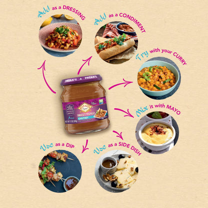 Product image of Patak's Sweet Mango Chutney Mild Mangos and Spices No Artificial Flavors or Colors Gluten-Free Vegetarian 12