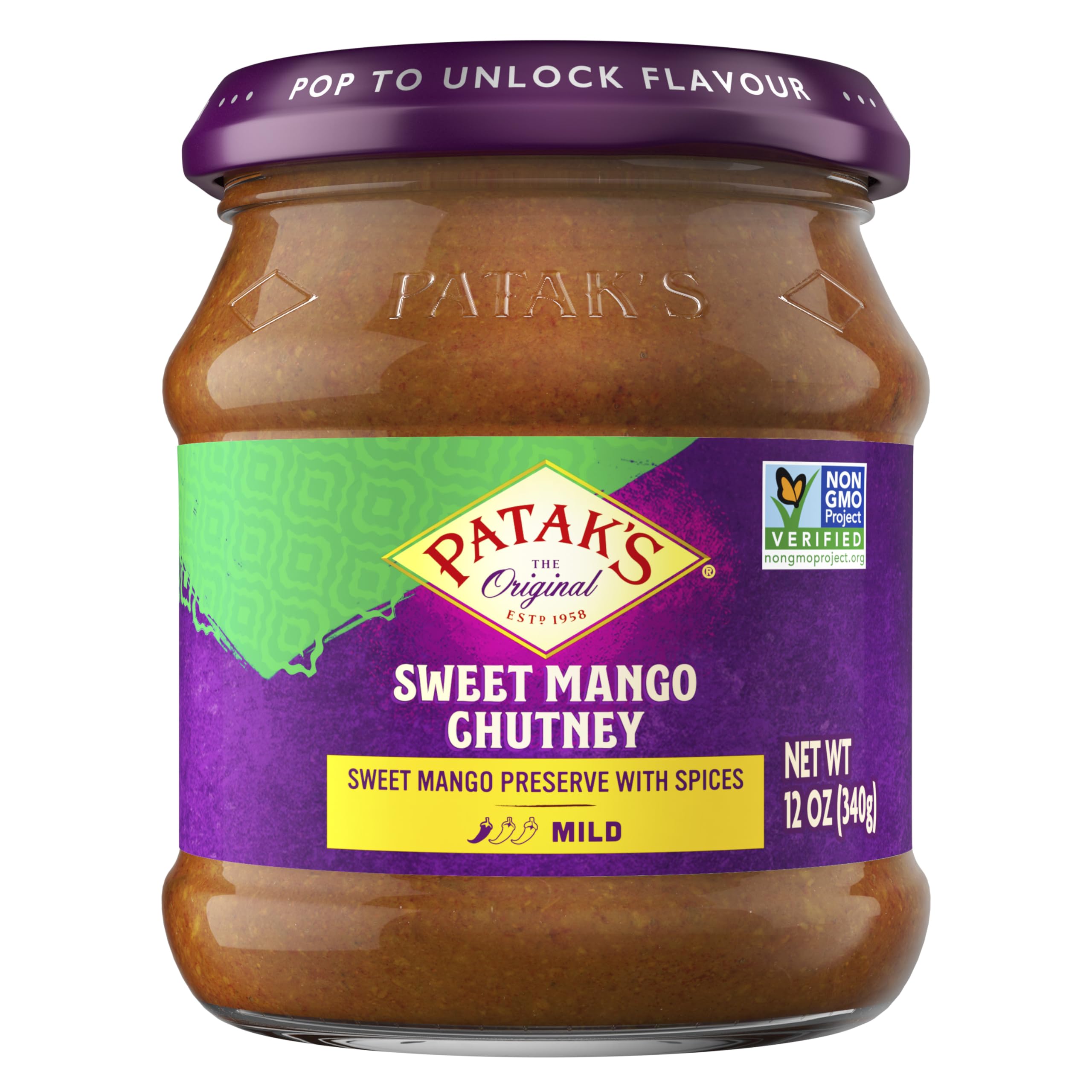 Product image of Patak's Sweet Mango Chutney Mild Mangos and Spices No Artificial Flavors or Colors Gluten-Free Vegetarian 12