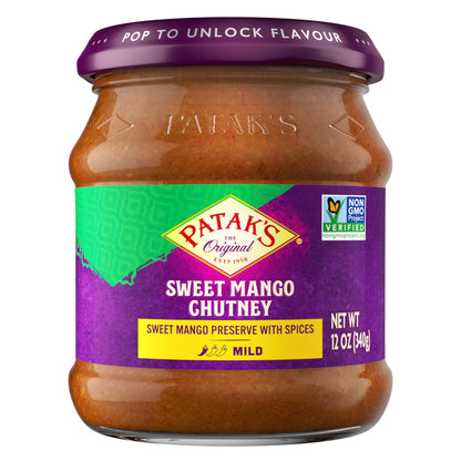 Product image of Patak's Sweet Mango Chutney Mild Mangos and Spices No Artificial Flavors or Colors Gluten-Free Vegetarian 12