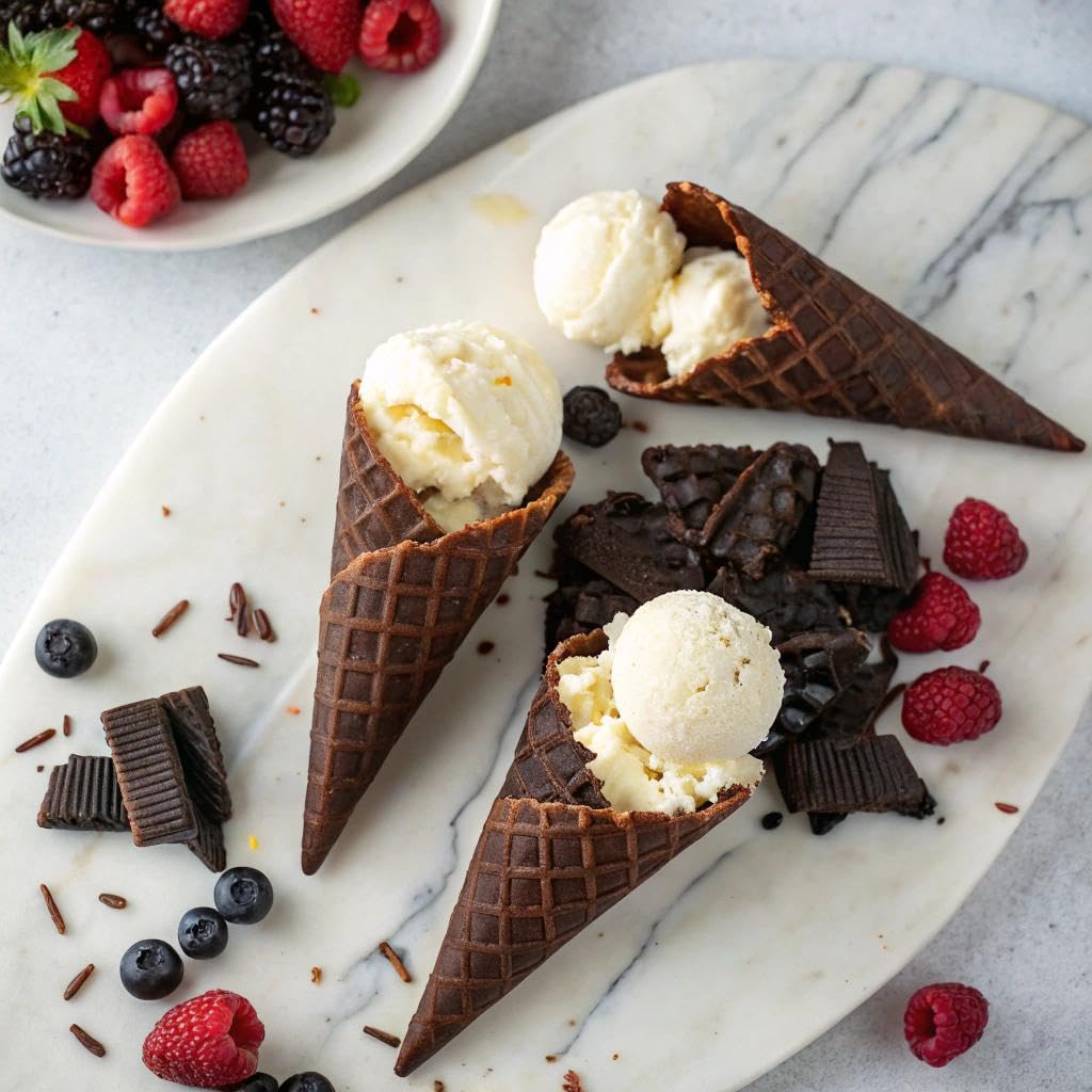 Product image of Muddy Bites Waffle Cone Snacks Bite Sized Chocolate Filled Waffle Cones Dark Chocolate Kosher Pure Cane