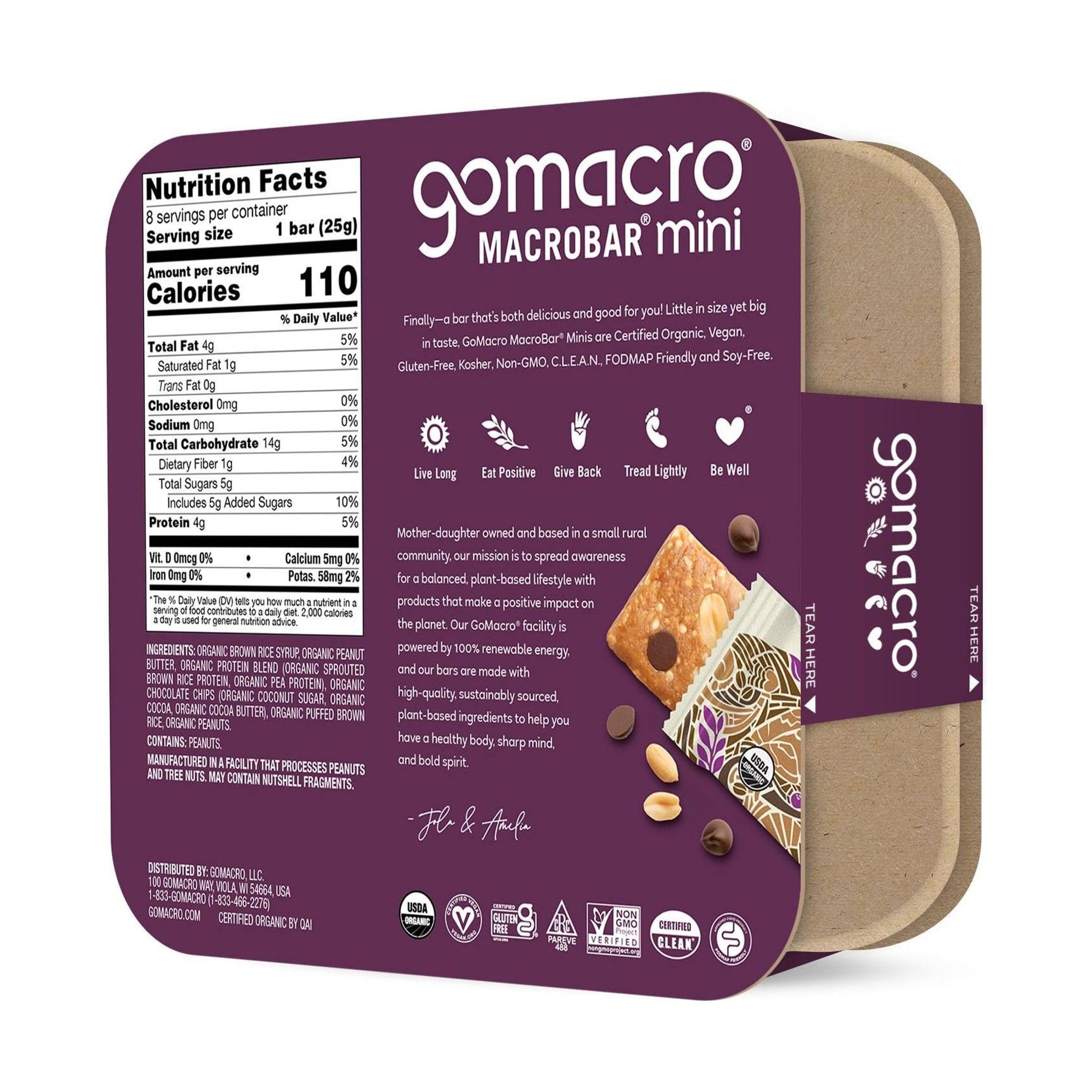 Product image of GoMacro Organic Peanut Butter Chocolate Chip Mini MacroBars Snack Food Bars 7.2 oz 7.2 oz Pack of 8