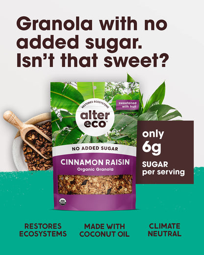 Product image of Alter Eco Cinnamon Raisin Granola Organic Vegan Naturally Sweetened Fruit No Artificial Sugars or Additives