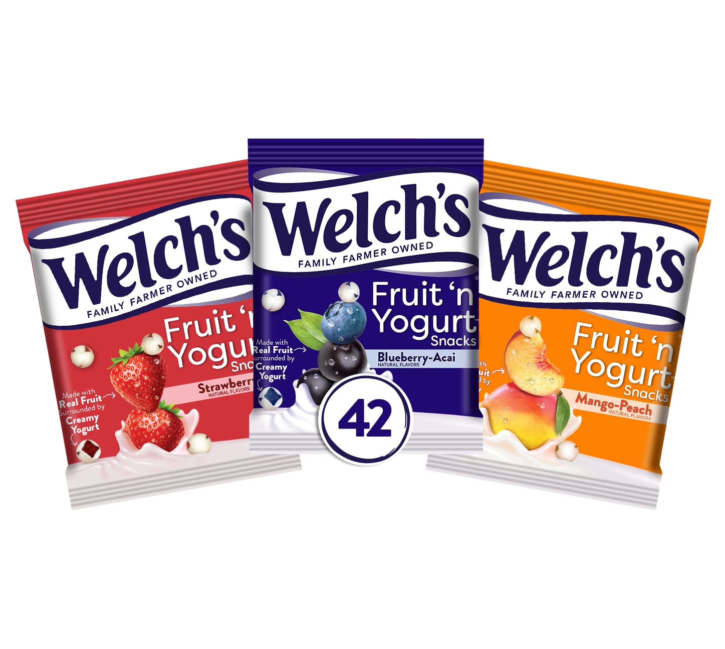 Welchs Fruit n Yogurt Snacks Variety Pack 42 Count Strawberry Blueberry Acai Mango Peach Bulk On The Go Treat