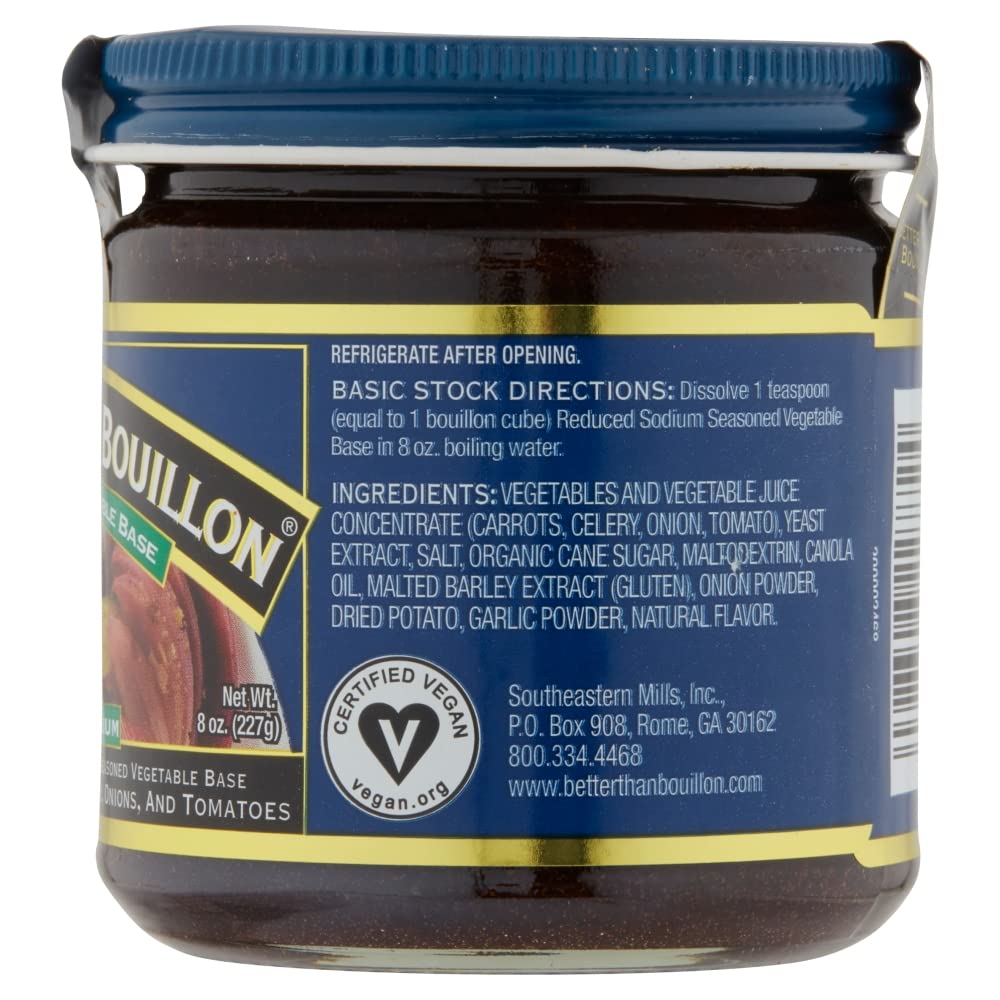Product image of Better Than Bouillon All Natural Reduced Sodium Vegetable Base Made Seasoned Vegetables 8 oz 8 oz Pack of 2