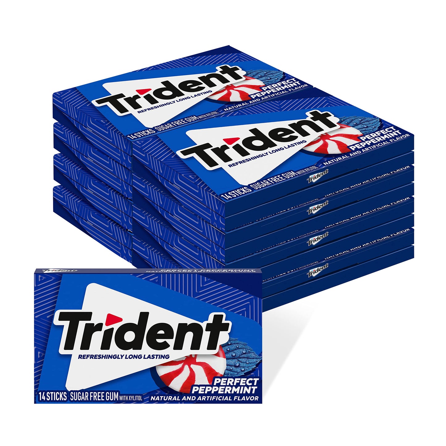 Product image of Trident Perfect Peppermint Sugar Free Gum 14 ct Pack of 10