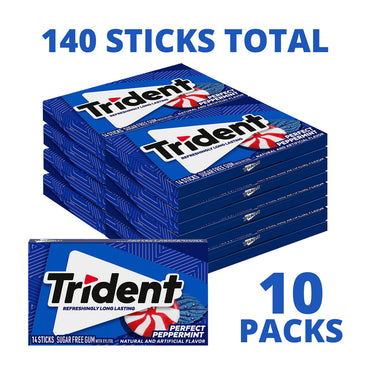 Product image of Trident Perfect Peppermint Sugar Free Gum 14 ct Pack of 10