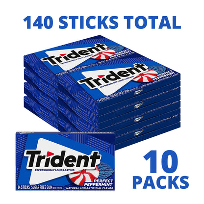 Product image of Trident Perfect Peppermint Sugar Free Gum 14 ct Pack of 10