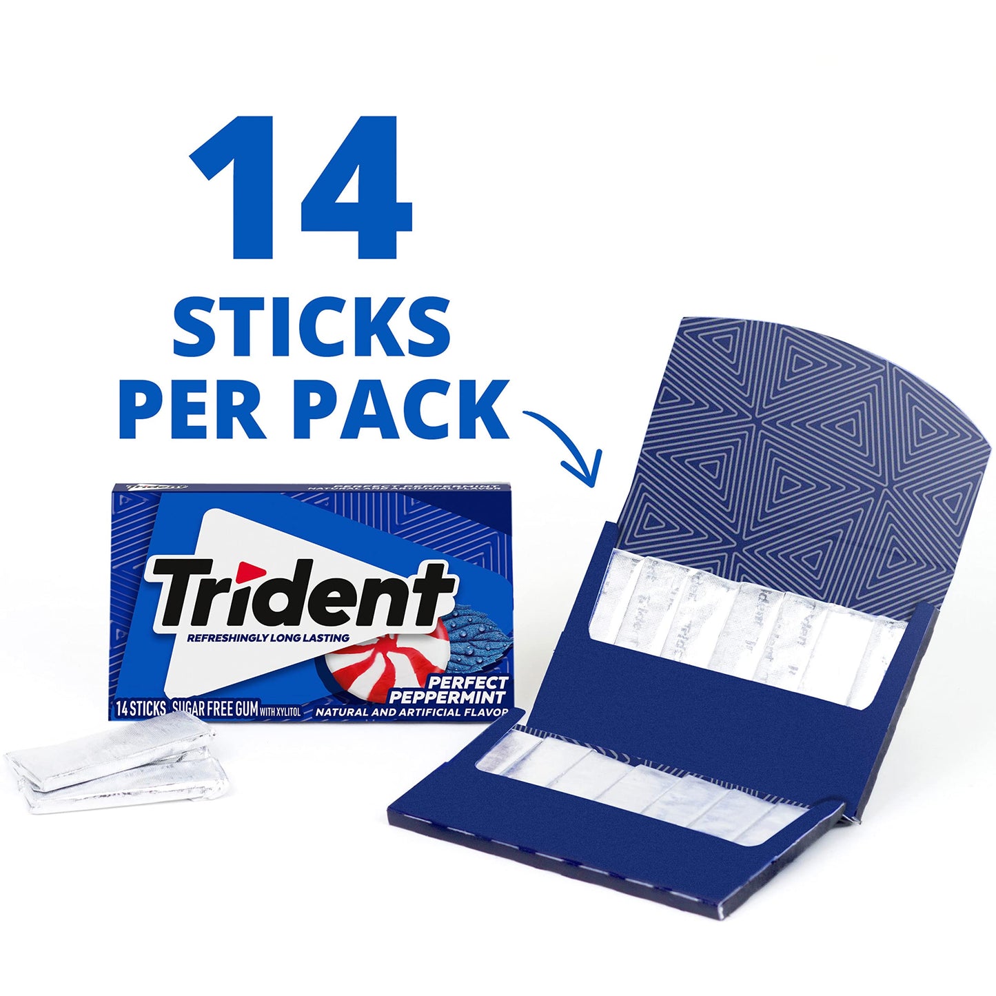 Product image of Trident Perfect Peppermint Sugar Free Gum 14 ct Pack of 10