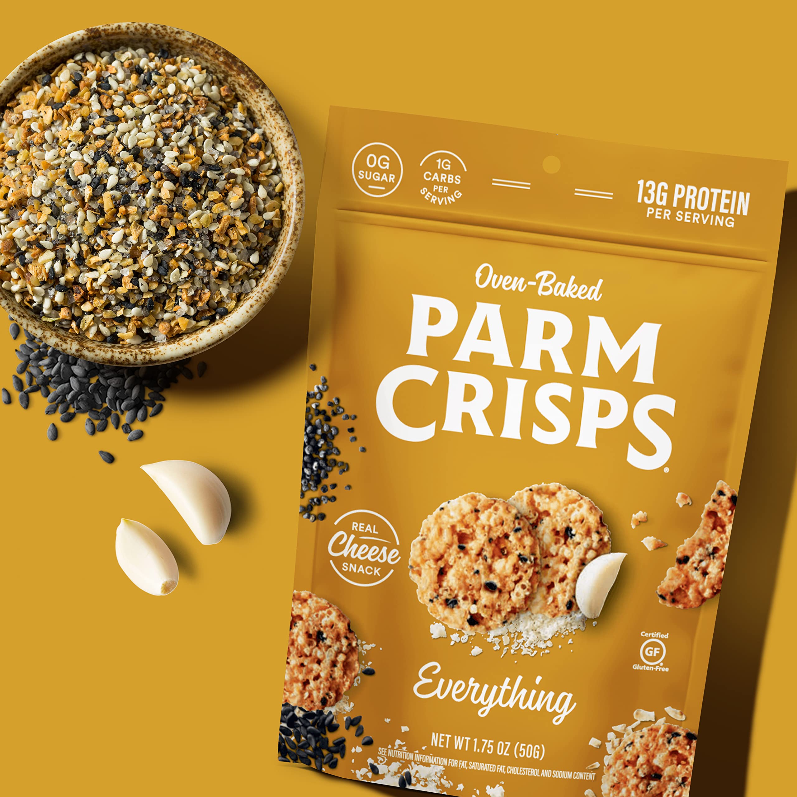 Product image of ParmCrisps Everything Cheese Parm Crisps Oven Baked Keto-Friendly Low Carb High Protein Gluten Free Made