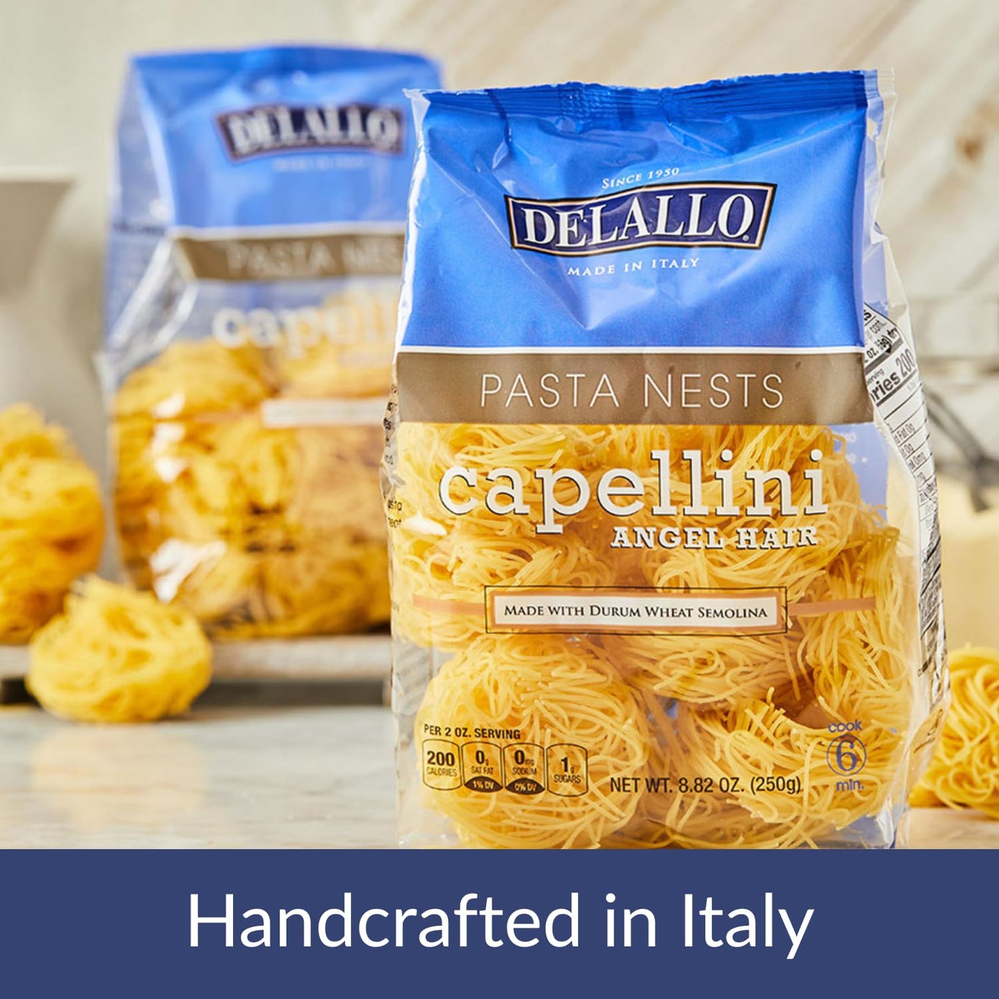 Product image of DeLallo Capellini Angel Hair Pasta Nests Made in Italy Durum Wheat Semolina Flour All Natural Kosher Non-GMO