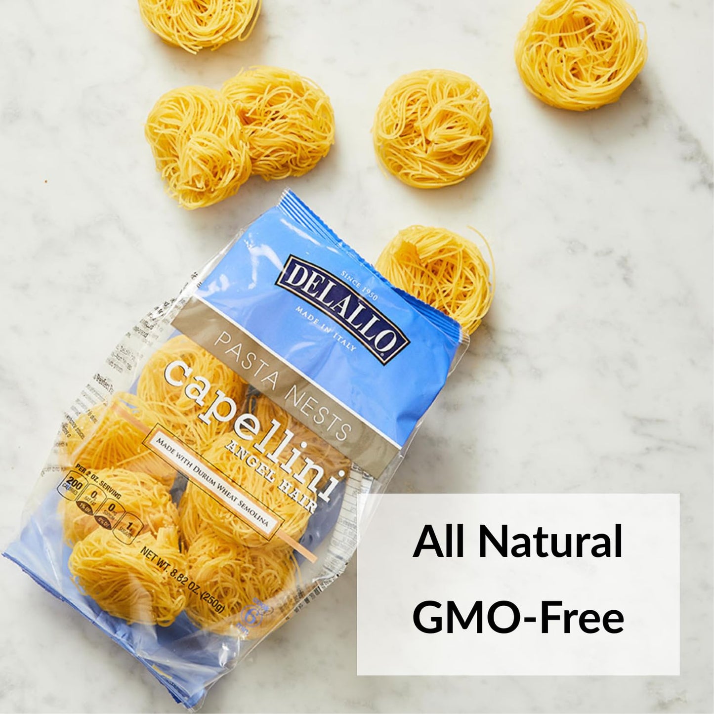 Product image of DeLallo Capellini Angel Hair Pasta Nests Made in Italy Durum Wheat Semolina Flour All Natural Kosher Non-GMO