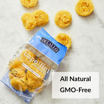 Product image of DeLallo Capellini Angel Hair Pasta Nests Made in Italy Durum Wheat Semolina Flour All Natural Kosher Non-GMO