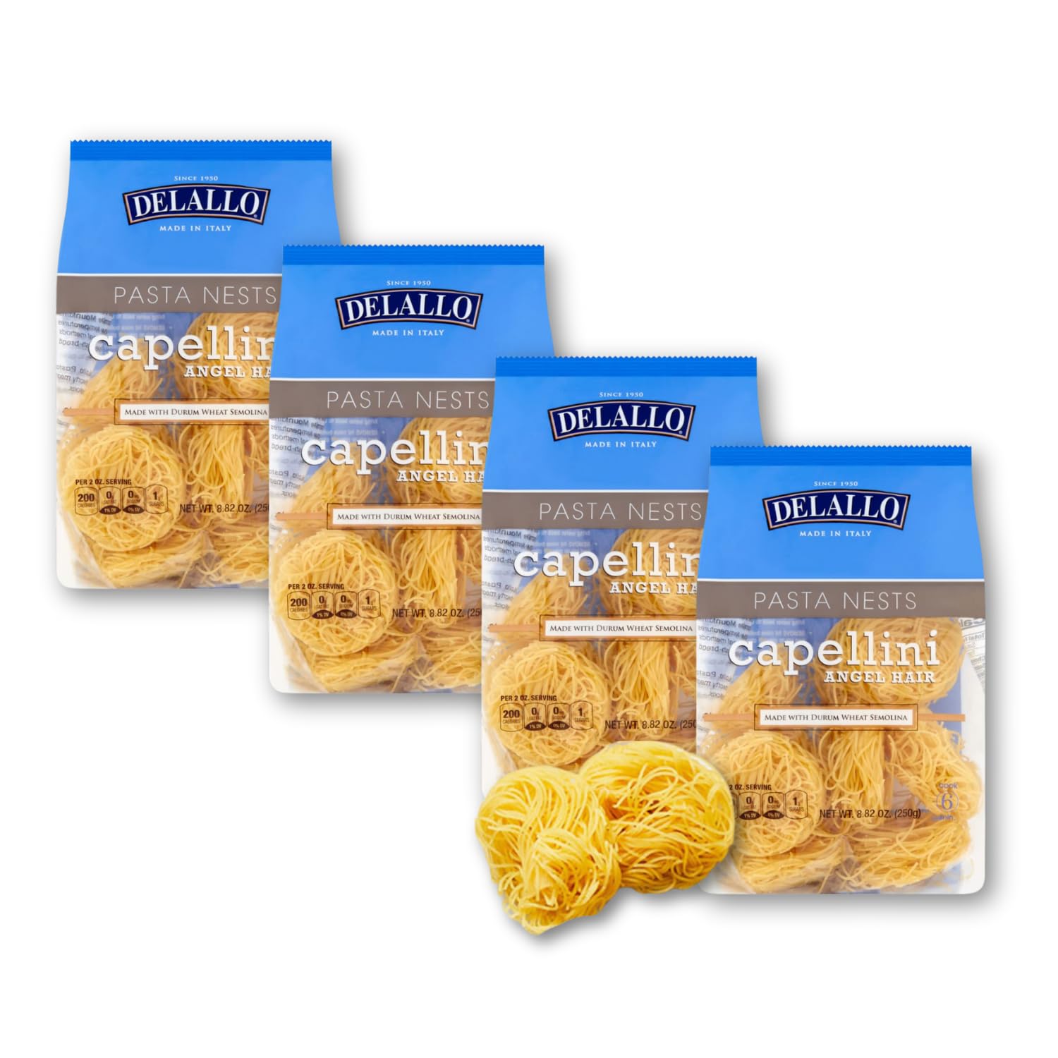 Product image of DeLallo Capellini Angel Hair Pasta Nests Made in Italy Durum Wheat Semolina Flour All Natural Kosher Non-GMO