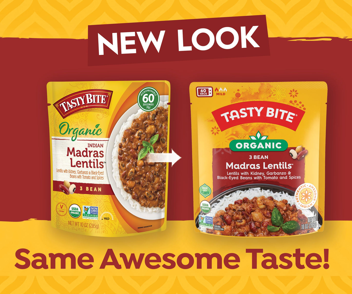 Product image of TASTY BITE Organic Three Bean Madras Lentils 10 oz 10 oz