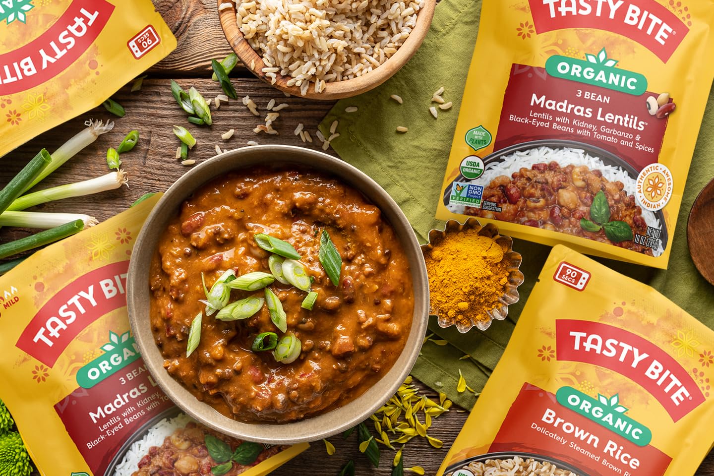 Product image of TASTY BITE Organic Three Bean Madras Lentils 10 oz 10 oz
