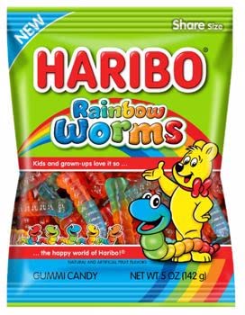 Product image of Haribo Rainbow Worms Gummy Candy Bag 5 oz 5 oz Pack of 12