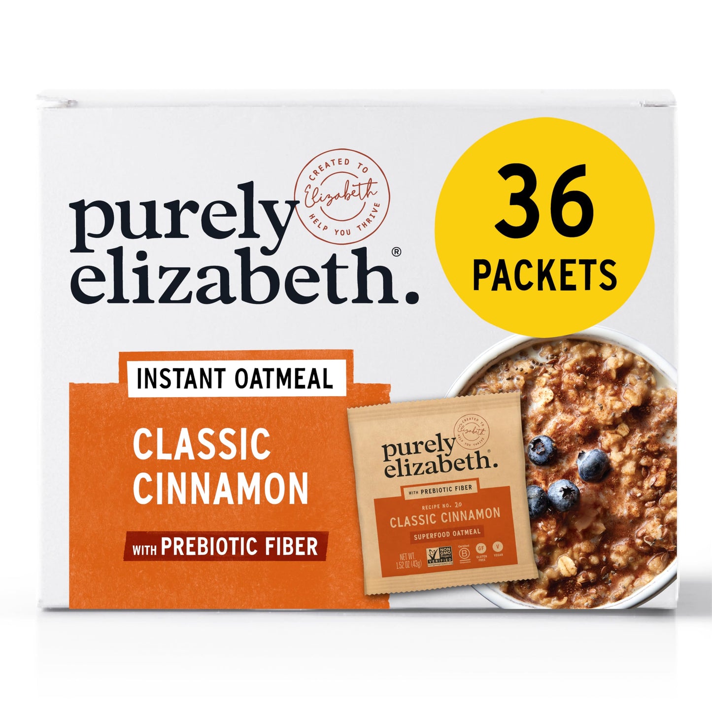 Product image of Purely Elizabeth Classic Cinnamon Superfood Oatmeal Prebiotic Fiber Gluten Free and Non-GMO 9.12 oz 9.12 oz