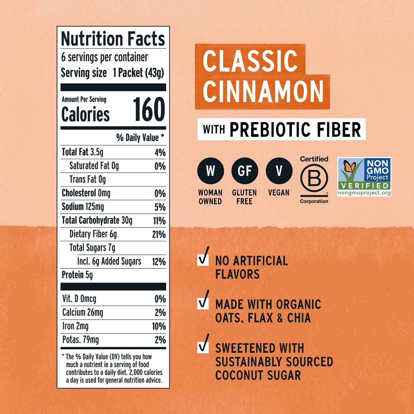 Product image of Purely Elizabeth Classic Cinnamon Superfood Oatmeal Prebiotic Fiber Gluten Free and Non-GMO 9.12 oz 9.12 oz