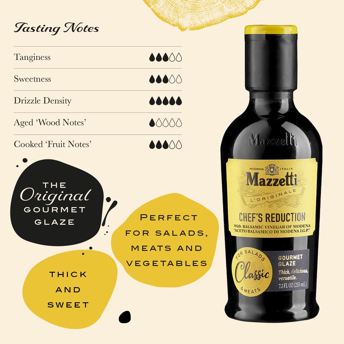 Product image of Mazzetti Balsamic Vinegar Glaze Classic Modena PGI Thick and Rich Perfect for Salads Meats Vegetables Bottle