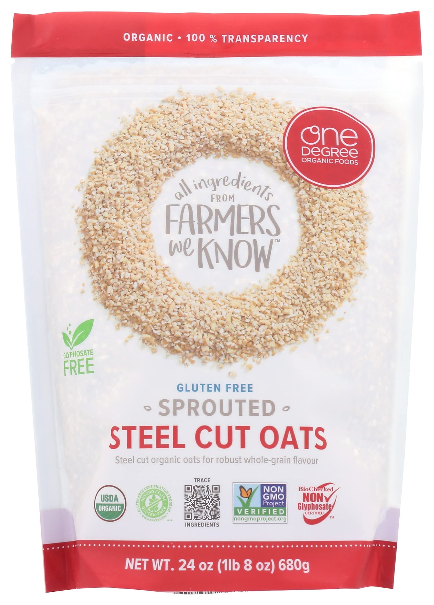 Product image of One Degree Organic Foods Gluten-Free Sprouted Steel Cut Oats USDA Organic Non-GMO 24 oz 24 oz Pack of 4