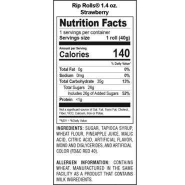 Product image of Sweetzo Rip Rolls Sugar Coated Strawberry Candies Assorted Fruit Flavor Fat Free Red Licorice Candy Sour