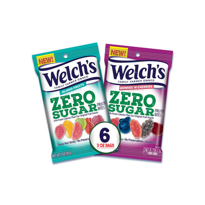 Welch's Zero Sugar Fruity Bites Variety Pack - Berries 'N Cherries & Island Fruit, 3 oz Packs