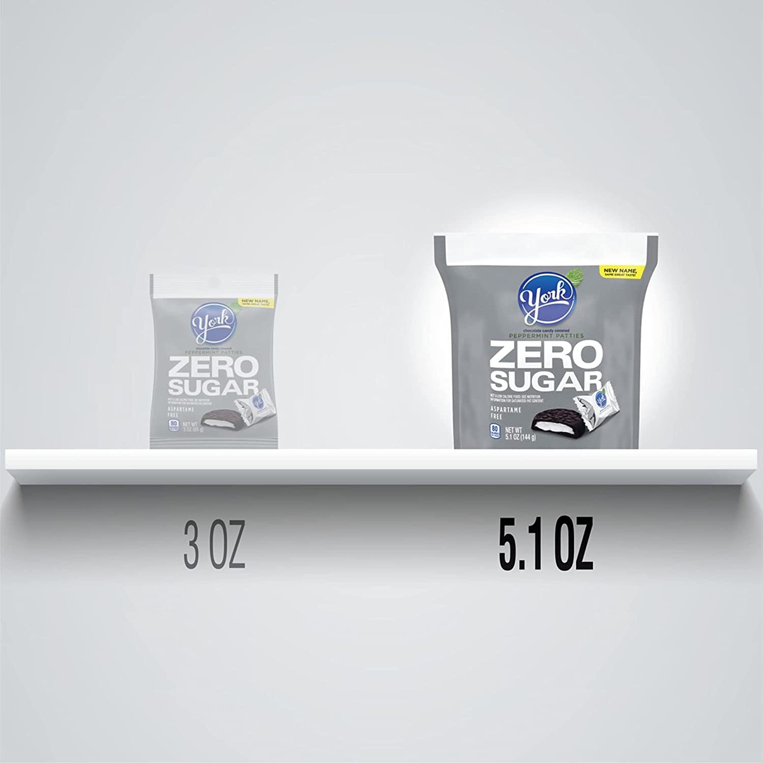 Product image of YORK Zero Sugar Chocolate Peppermint Patties Candy Individually Wrapped Aspartame Free Bag 5.1 oz 5.1 oz