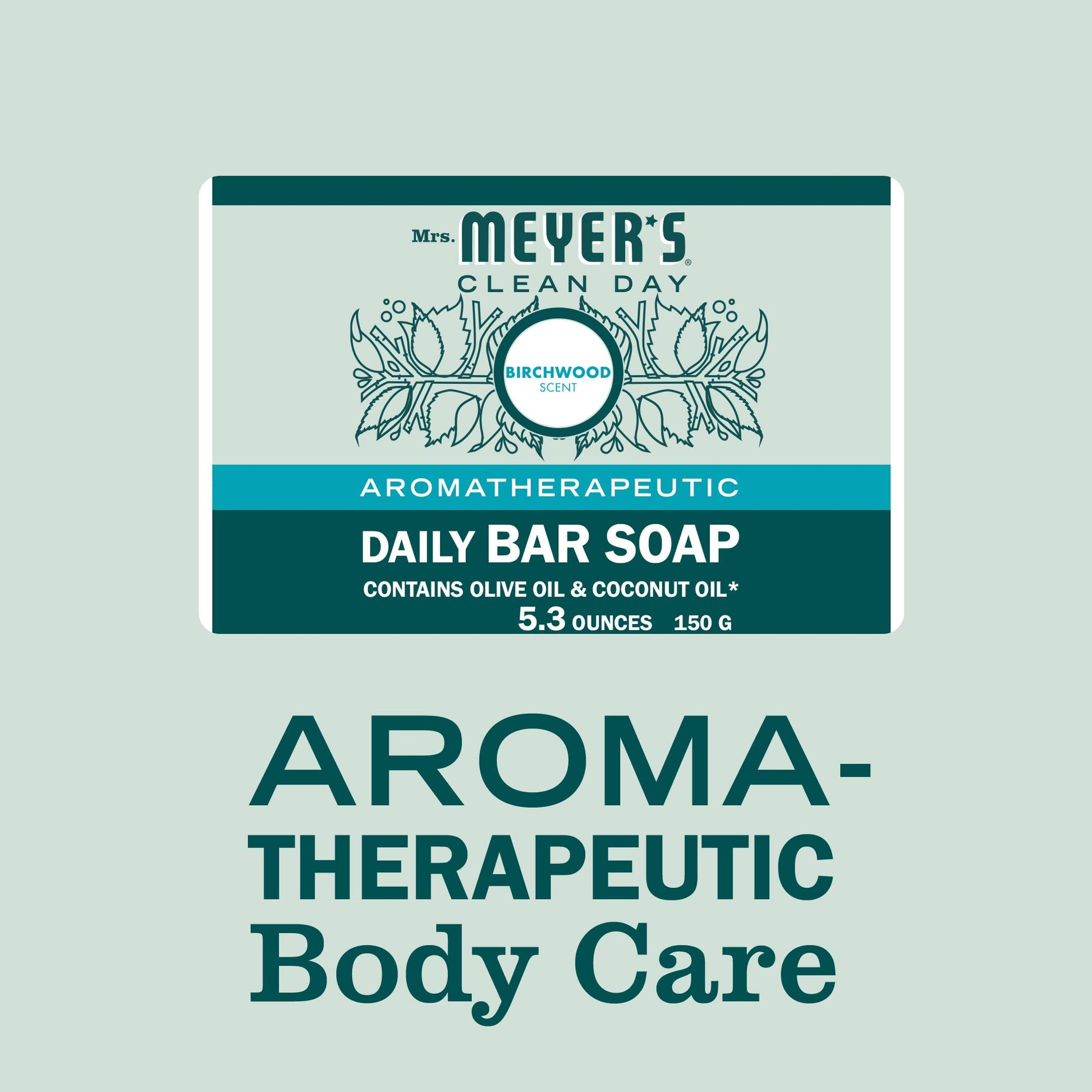 Product image of Mrs. MEYER'S Clean Day Bar Soap Use as Body Wash or Hand Soap Made Essential Oils Birchwood 5.3 oz 5.3 oz