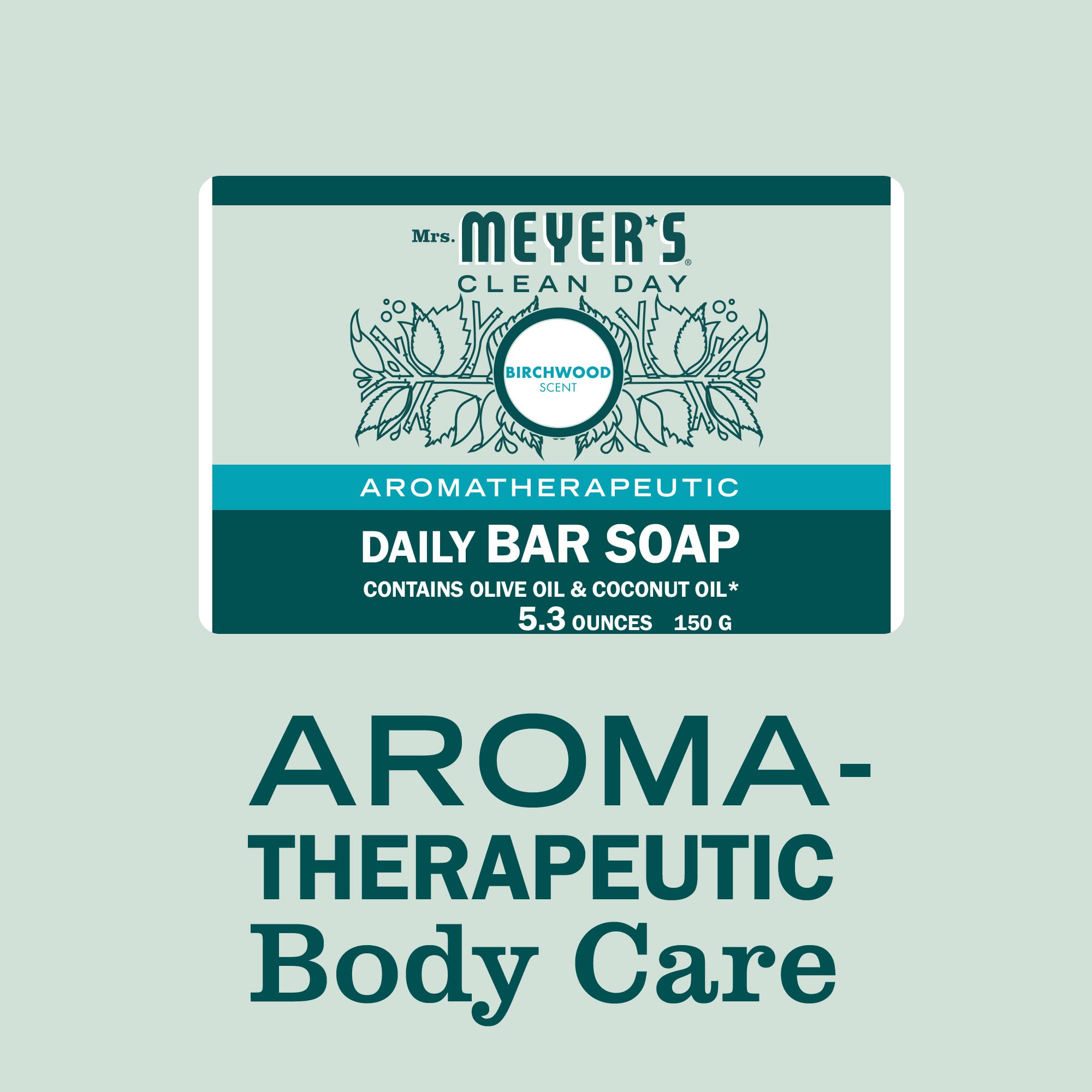 Product image of Mrs. MEYER'S Clean Day Bar Soap Use as Body Wash or Hand Soap Made Essential Oils Birchwood 5.3 oz 5.3 oz