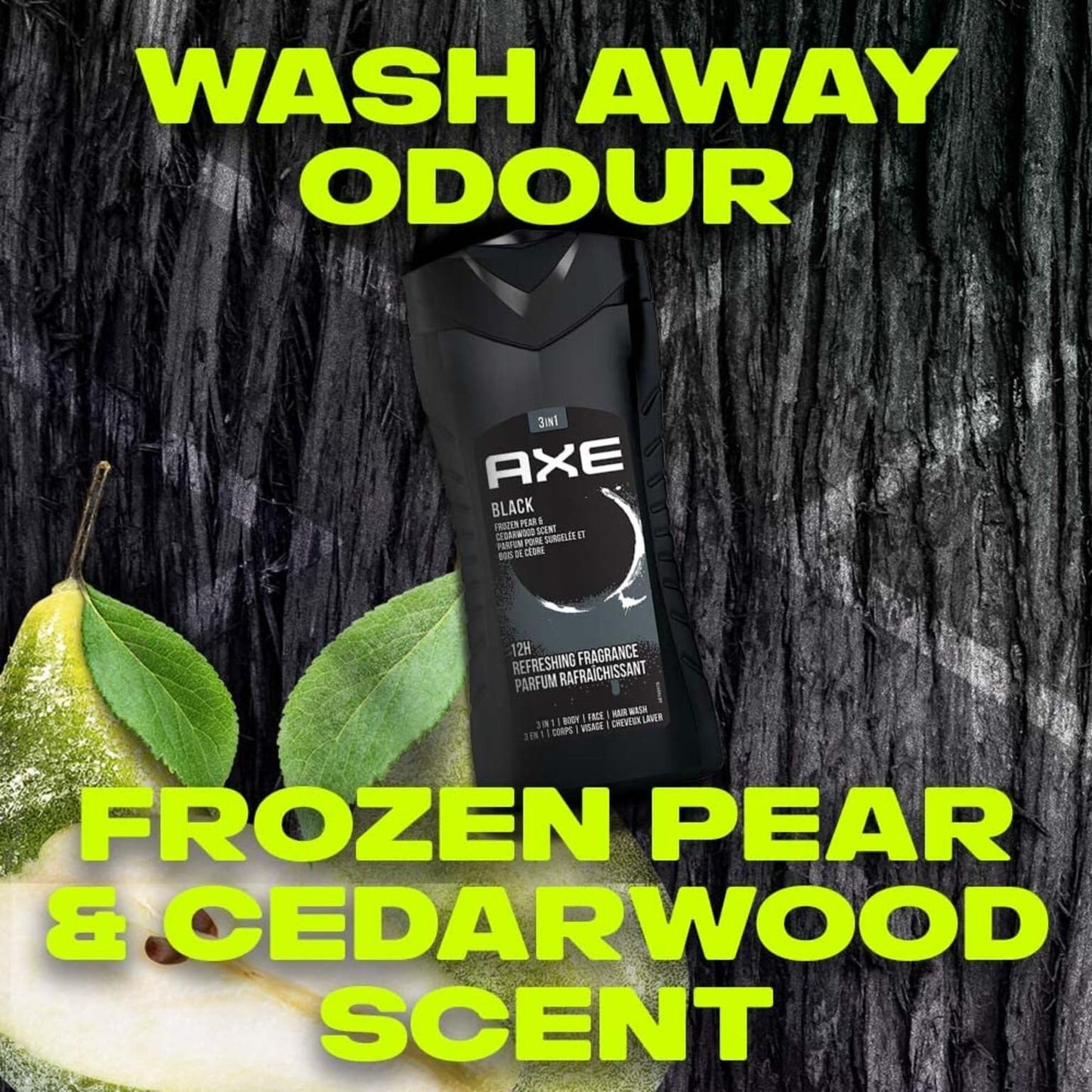 Product image of AXE Black Frozen Pear and Cedarwood Scent 3-in-1 Body Wash Face Wash Hair Wash 8.4 fl oz 8.4 fl oz