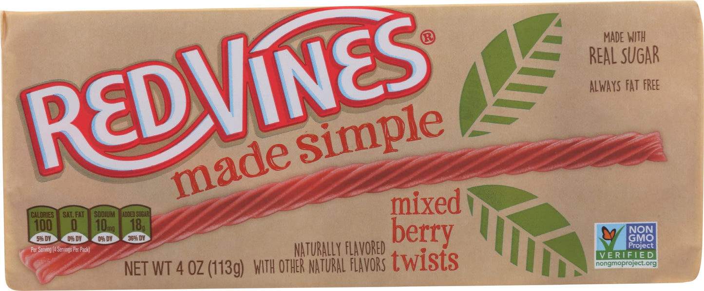 Product image of Red Vines Mixed Berry Flavored Twist Licorice Soft and Chewy 4 oz 4 oz Pack of 9