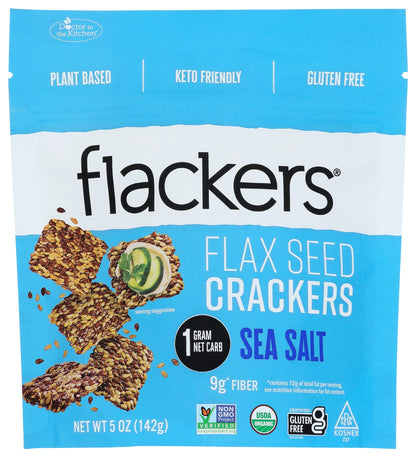 Product image of Doctor In The Kitchen Flackers Organic Sea Salt Flaxseed Crackers Gluten Free Non GMO Vegan Keto Snack Fiber