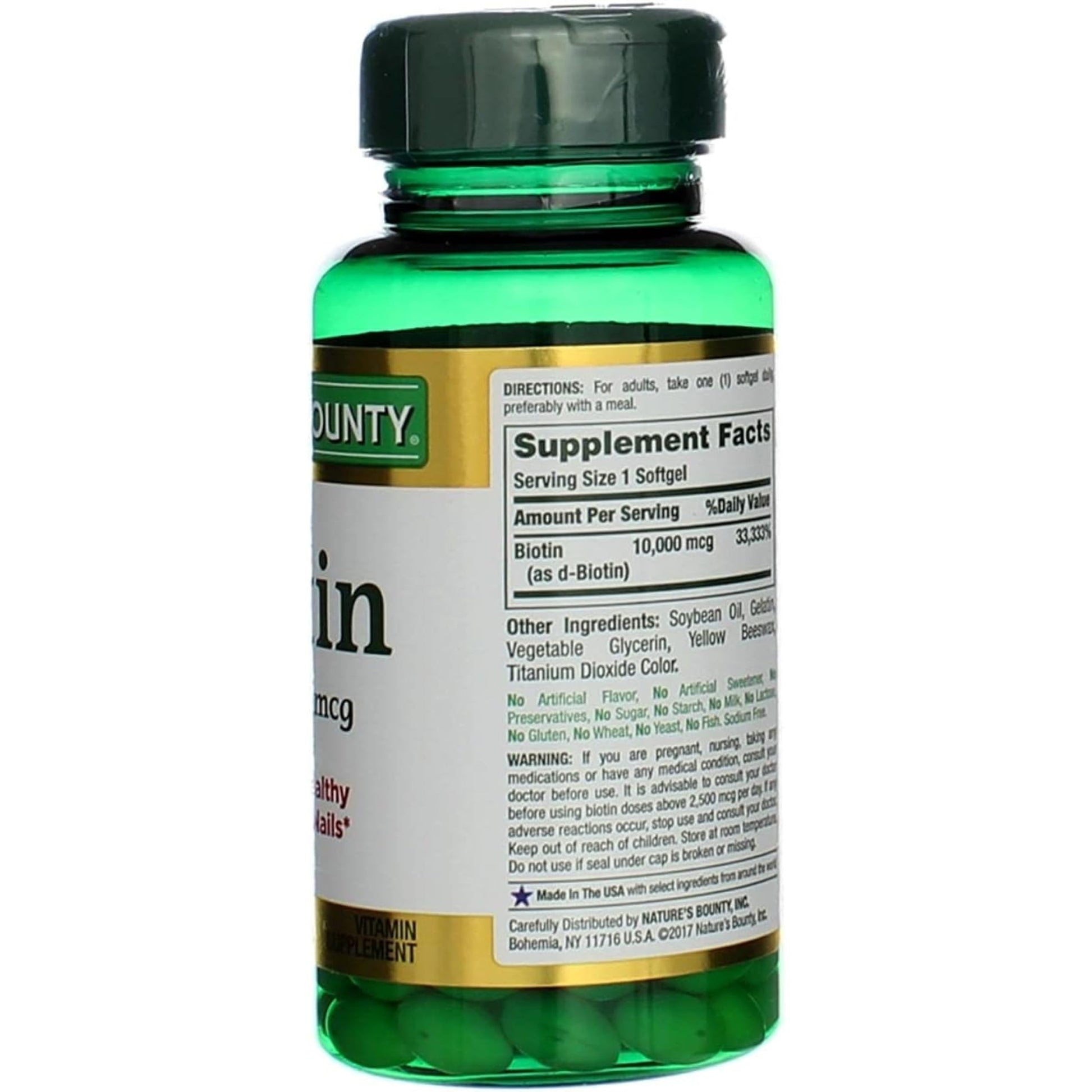 Product image of Nature's Bounty Biotin 10000 mcg Ultra Strength Rapid Release Liquid Softgels 120 ct Pack of 2