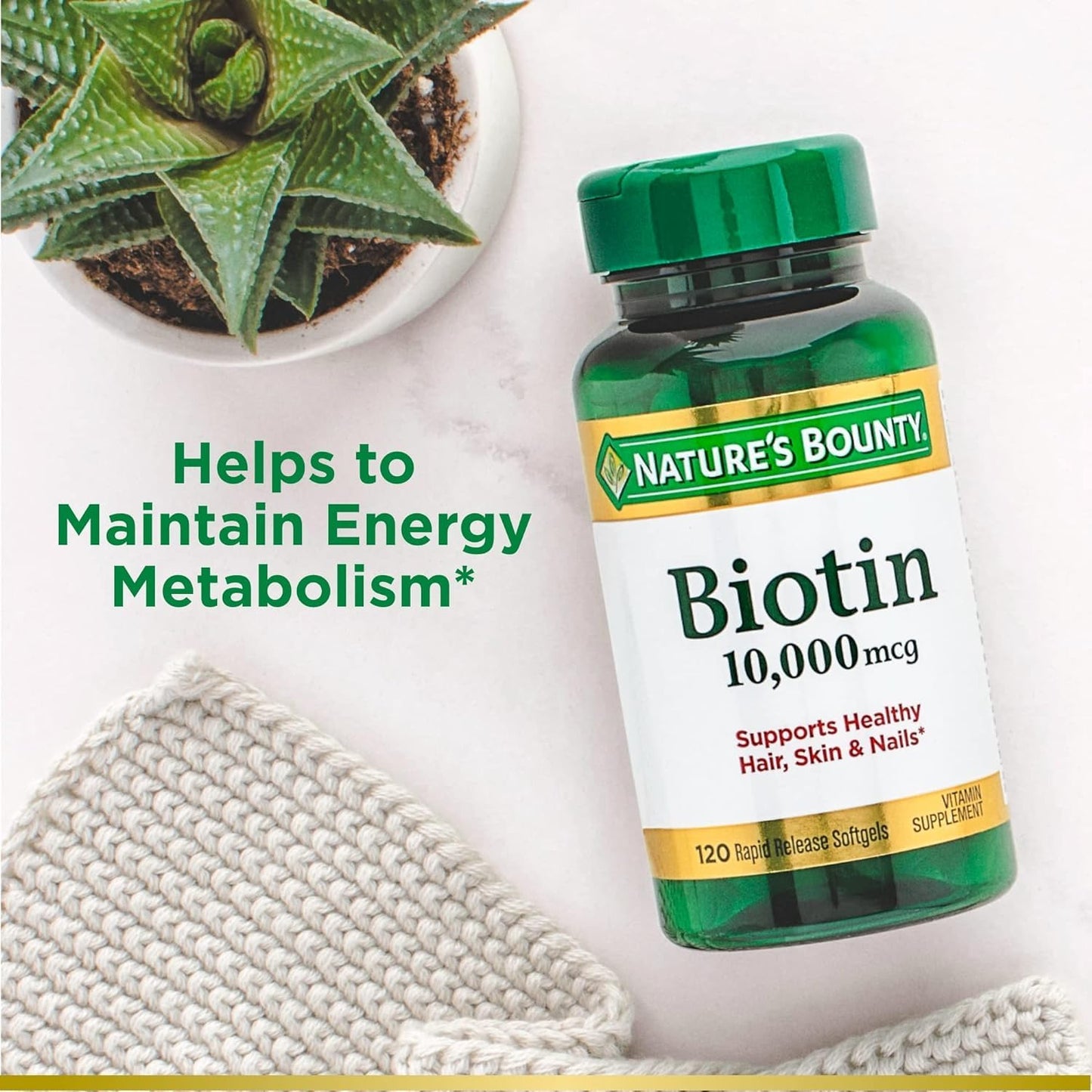 Product image of Nature's Bounty Biotin 10000 mcg Ultra Strength Rapid Release Liquid Softgels 120 ct Pack of 2