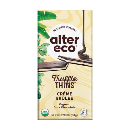 Product image of Alter Eco Creme Brulee Truffle Thins Chocolate Bar Ganache Filling Organic Gluten and Soy-Free Non-GMO Fair