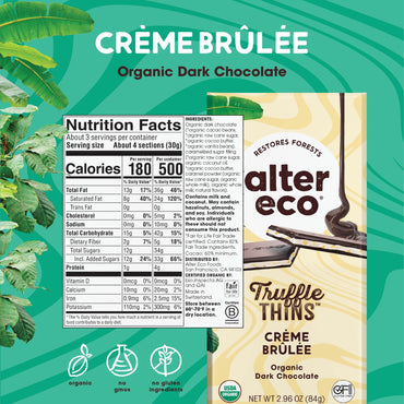 Product image of Alter Eco Creme Brulee Truffle Thins Chocolate Bar Ganache Filling Organic Gluten and Soy-Free Non-GMO Fair