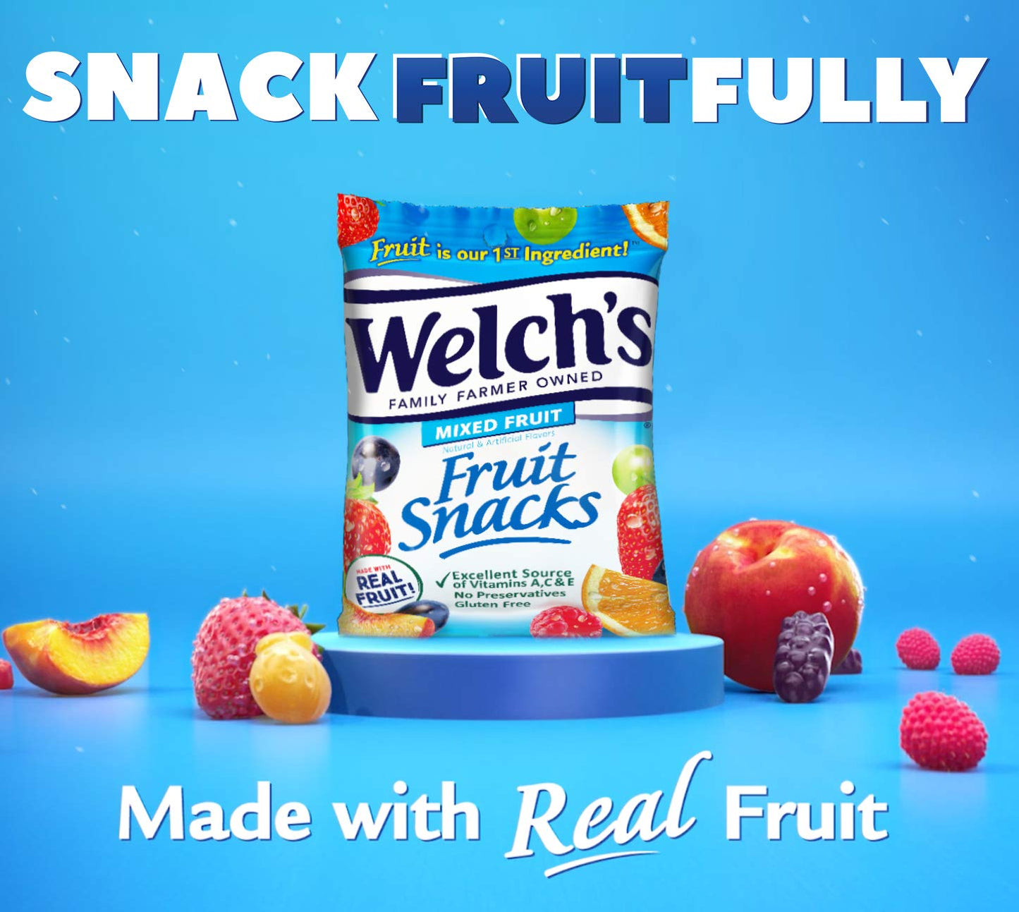 Product image of Welch's Fruit Snacks Mixed Fruit Gluten Free Individual Single Serve Bags 0.5 oz 0.5 oz Pack of 250
