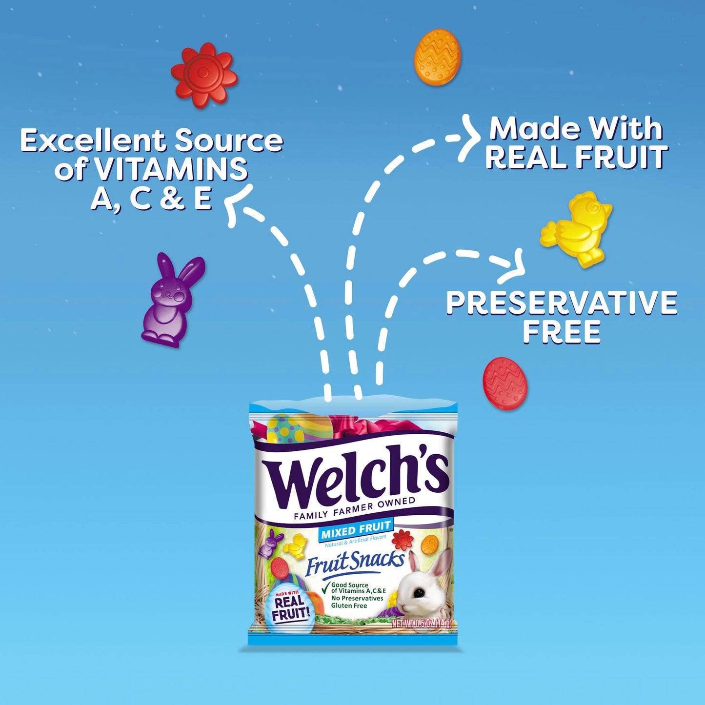 Product image of Welch's Fruit Snacks Mixed Fruit Gluten Free Individual Single Serve Bags 0.5 oz 0.5 oz Pack of 250
