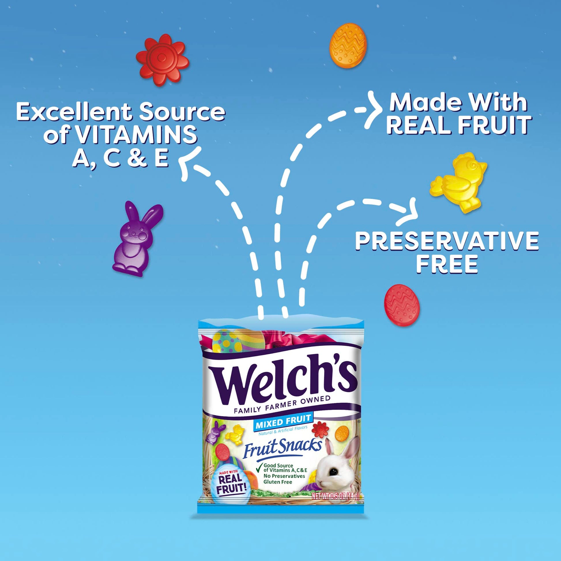Product image of Welch's Fruit Snacks Mixed Fruit Gluten Free Individual Single Serve Bags 0.5 oz 0.5 oz Pack of 250