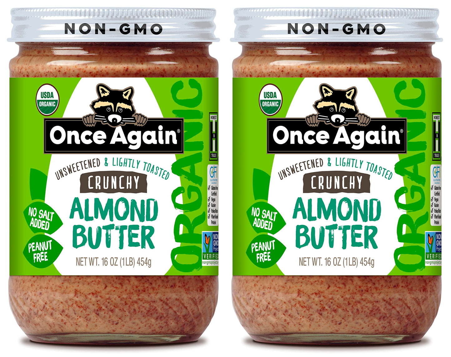 Product image of Once Again Organic Crunchy Almond Butter Lightly Toasted Salt Free Unsweetened USDA Organic Gluten Free