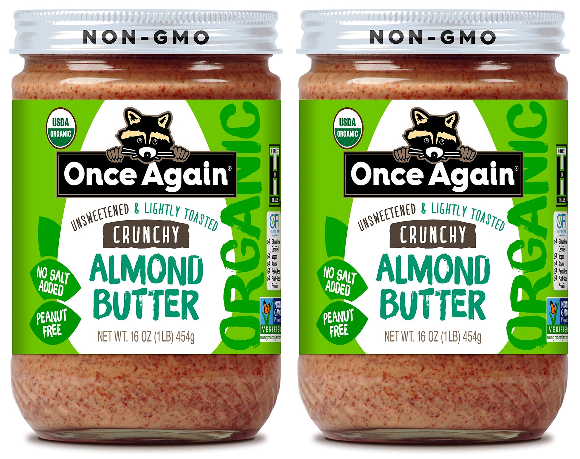 Product image of Once Again Organic Crunchy Almond Butter Lightly Toasted Salt Free Unsweetened USDA Organic Gluten Free