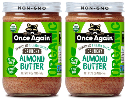 Product image of Once Again Organic Crunchy Almond Butter Lightly Toasted Salt Free Unsweetened USDA Organic Gluten Free
