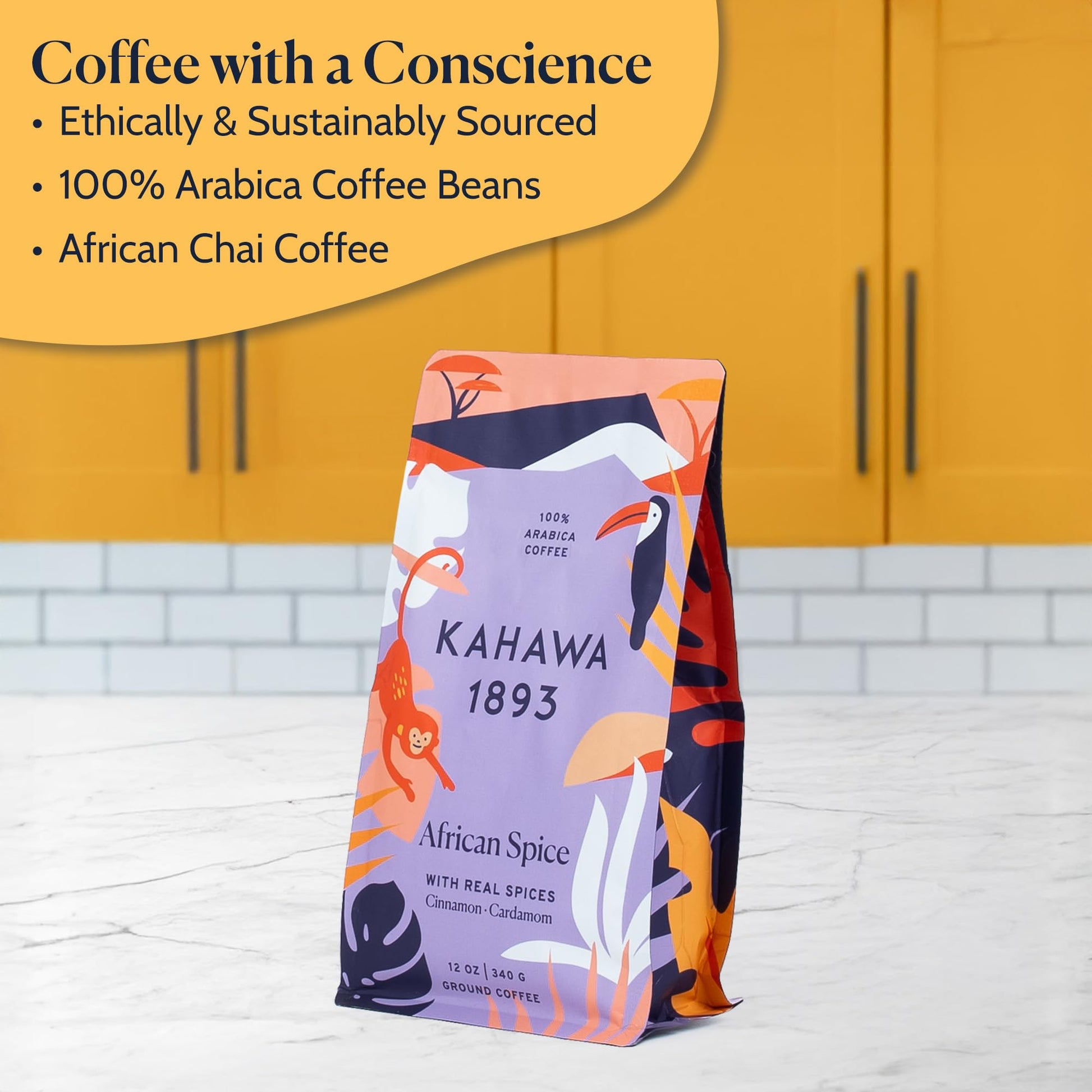 Product image of KAHAWA 1893 Medium Roast Ground Coffee African Spice Cinnamon Cardamom and Clove High Antioxidants